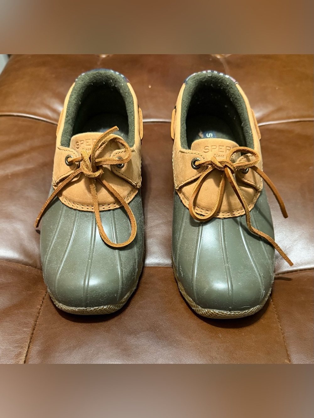 Sperry Olive Green and Tan Women's Duck shoes